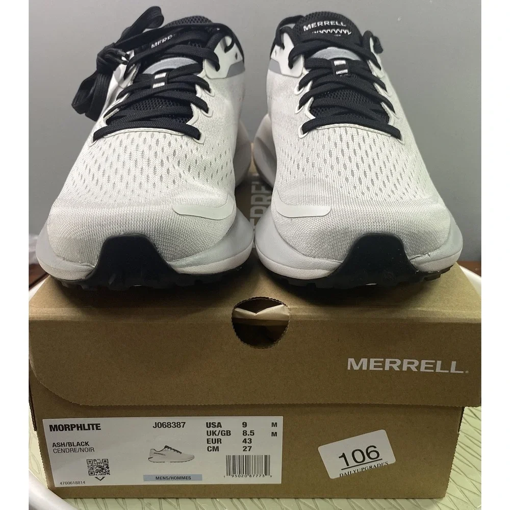 Merrell Men Morphlite White/Black Road To Trail Running Shoes Sz.9 Sneakers NWB